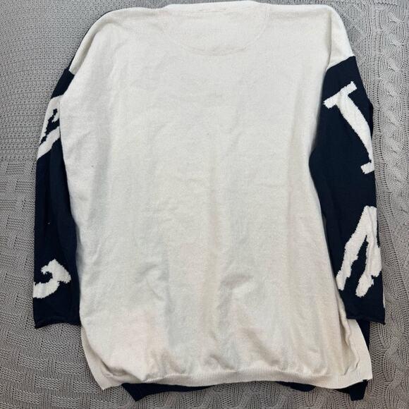 Lisa Todd Lightweight Intarsia "Misbehaving" Cashmere Blend V-Neck Sweater ~ S - Picture 12 of 15